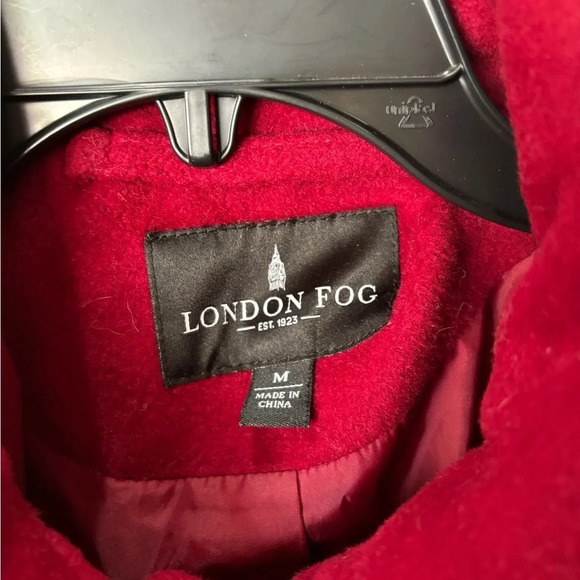 Red Full Length Peacoat Jacket Overcoat Women’s Size Medium London Fog - Picture 2 of 11